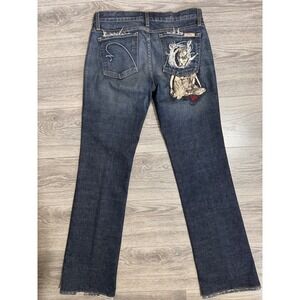 Y2K Live Kristofi 101 Enjoy Life Bootcut Jeans Womens 29x34 Boho Embroidered